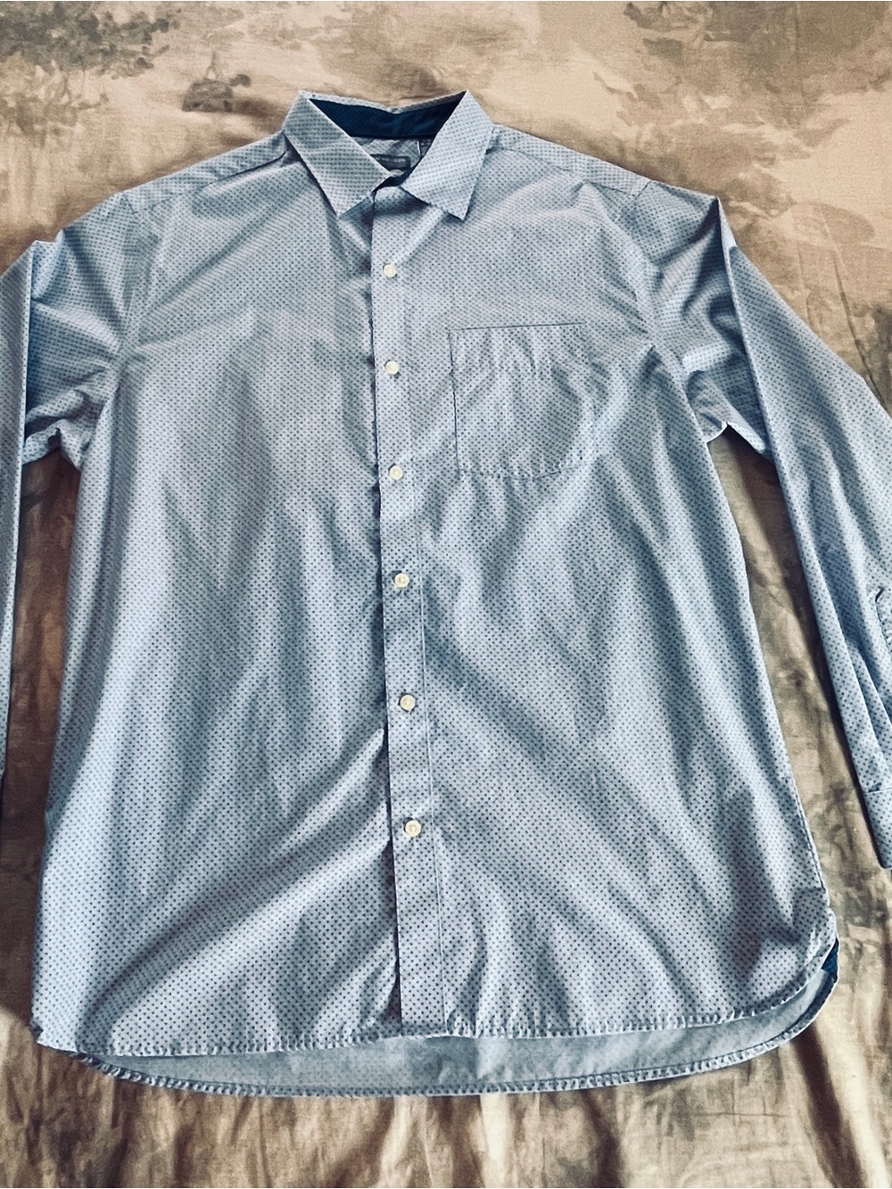 Van Heusen Light Blue Micro-Pattern Dress Shirt Classic Fit